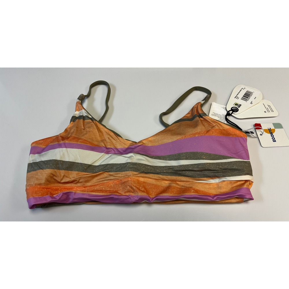 Prana Willow Falls Reversible Waves Striped Bikini Swim Top Women's Sz Small NWT